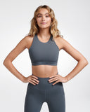 Highline Reflect High Neck Eco Crop Top / Steel