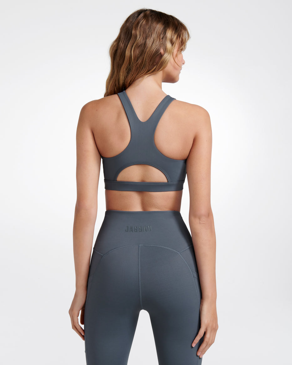 Highline Reflect High Neck Eco Crop Top / Steel