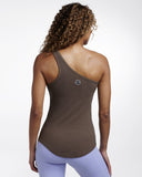 Hampton One Shoulder Rib Tank Taupe
