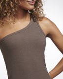 Hampton One Shoulder Rib Tank Taupe