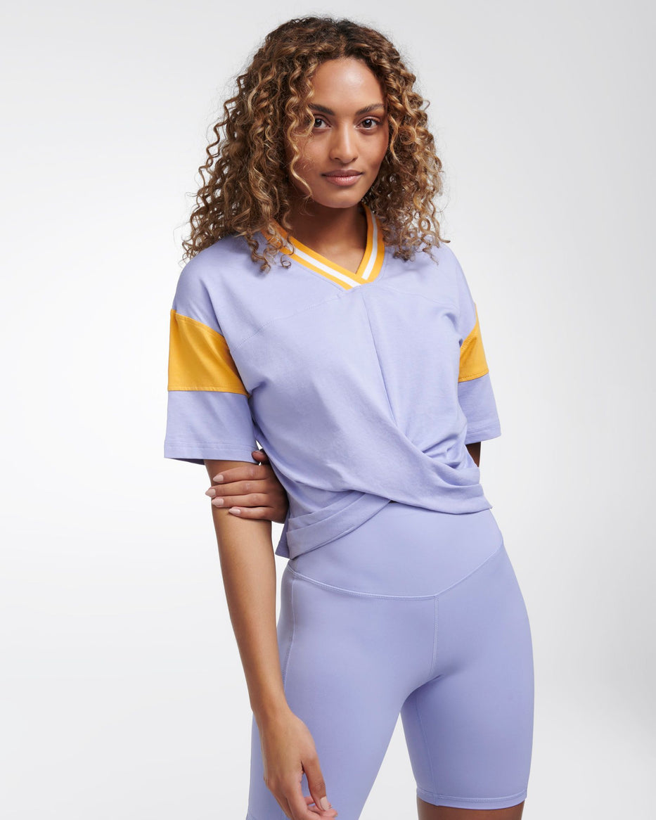 Hampton Reflect Crop Grid Iron V Neck Tee