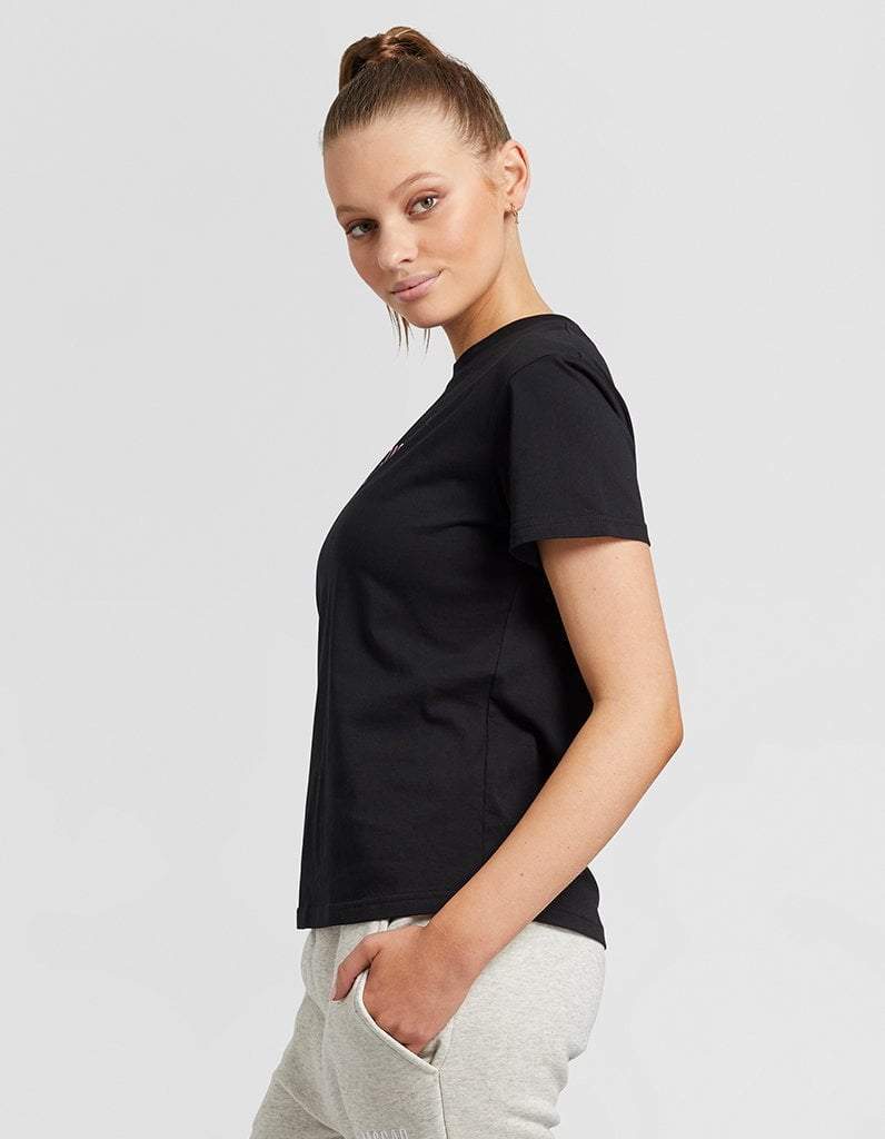 Black Slim Tee-Magenta