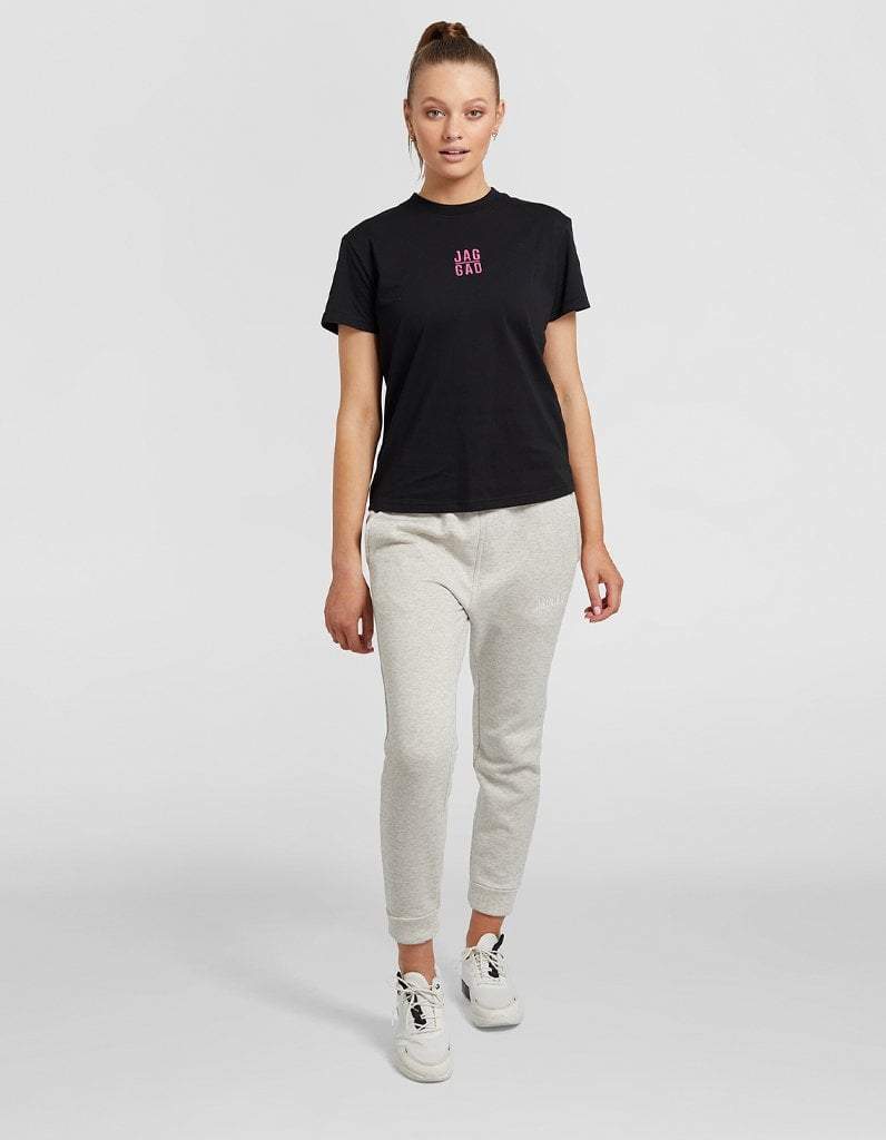 Black Slim Tee-Magenta