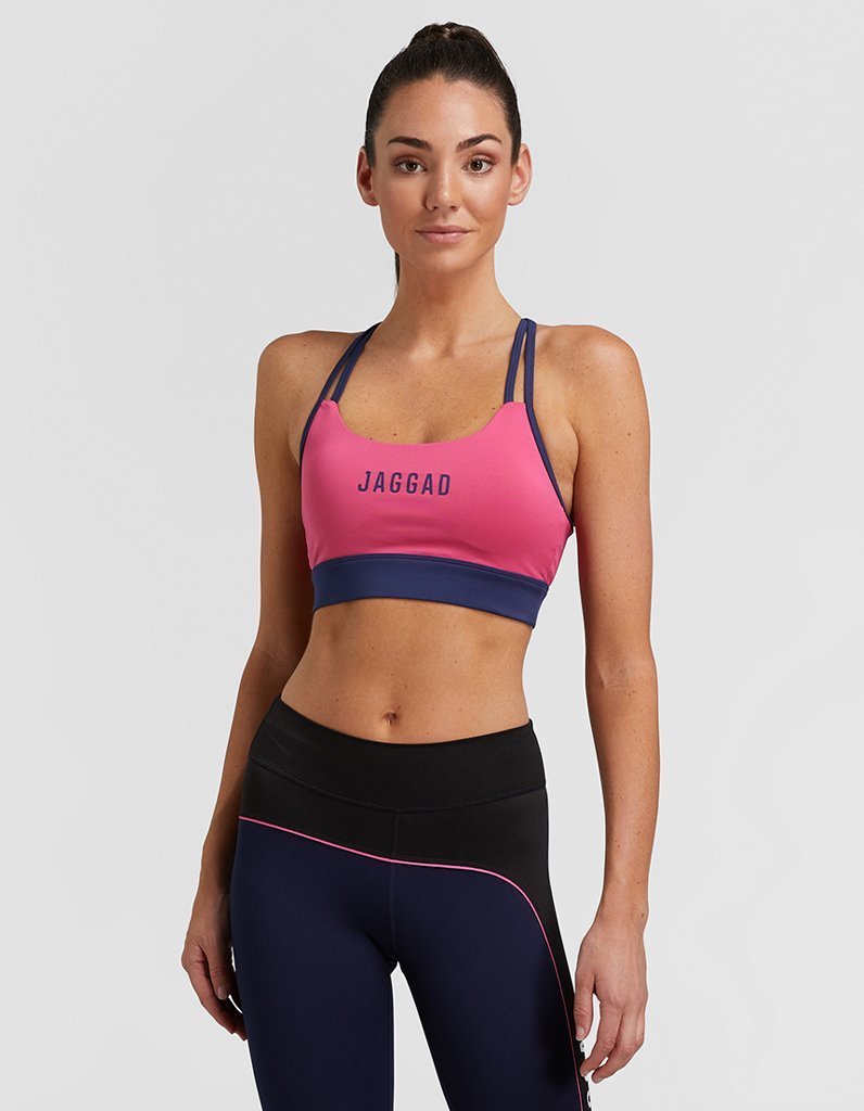 Magenta Strappy Crop Bra
