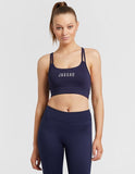 Navy and Silver Strappy Crop Bra