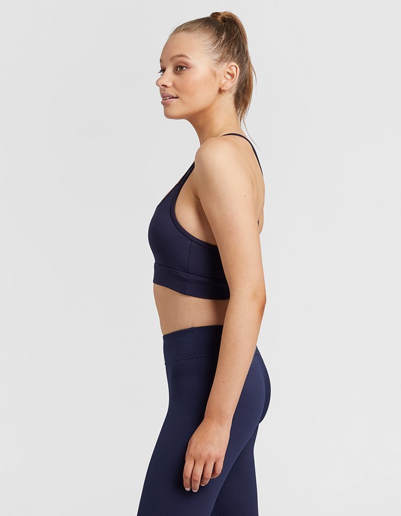 Navy and Silver Strappy Crop Bra