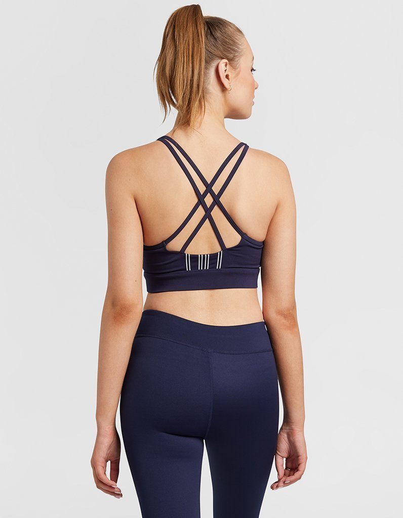 Navy and Silver Strappy Crop Bra