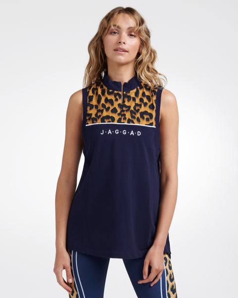 Tempo Zip-Neck Pique Tank